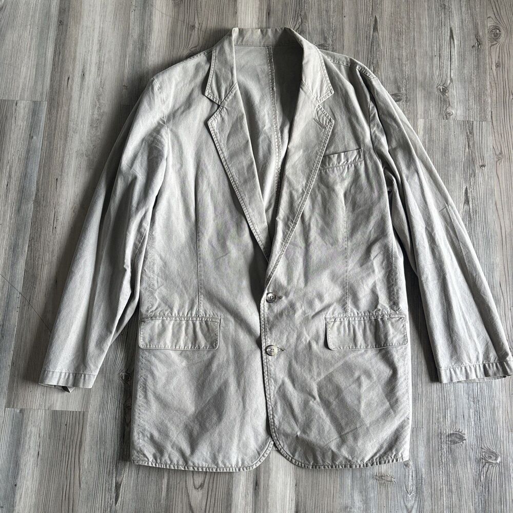 Vintage LL Bean Tropic Weights 100% Cotton Men’s Safari Chore Blazer Size 44T